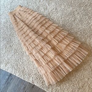 Elegant Tan Layered ruffle Skirt